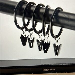 Curtain Rings with clips (24 pack) Black